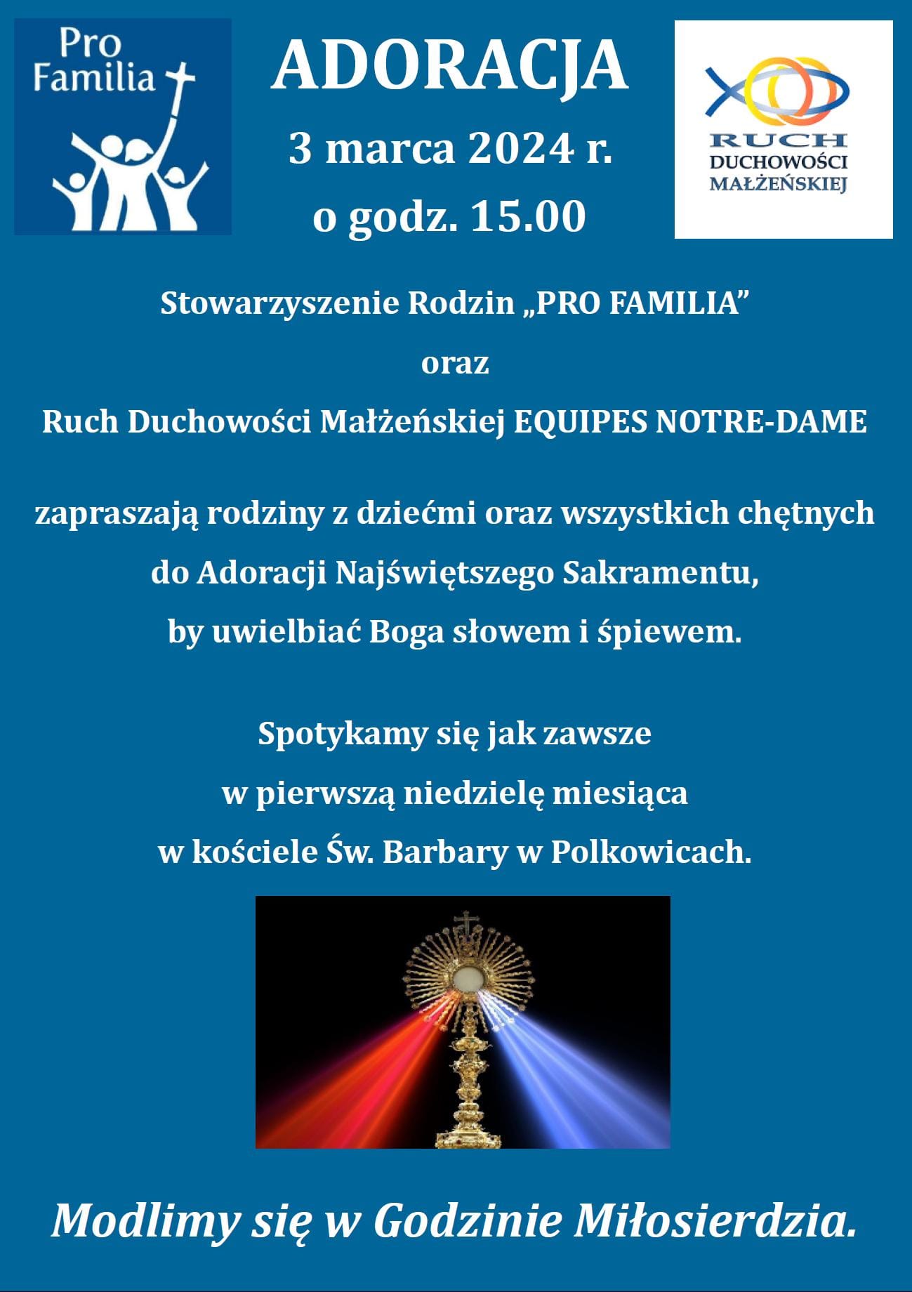 Adoracja Najświętszego Sakramentu dla rodzin w Polkowicach