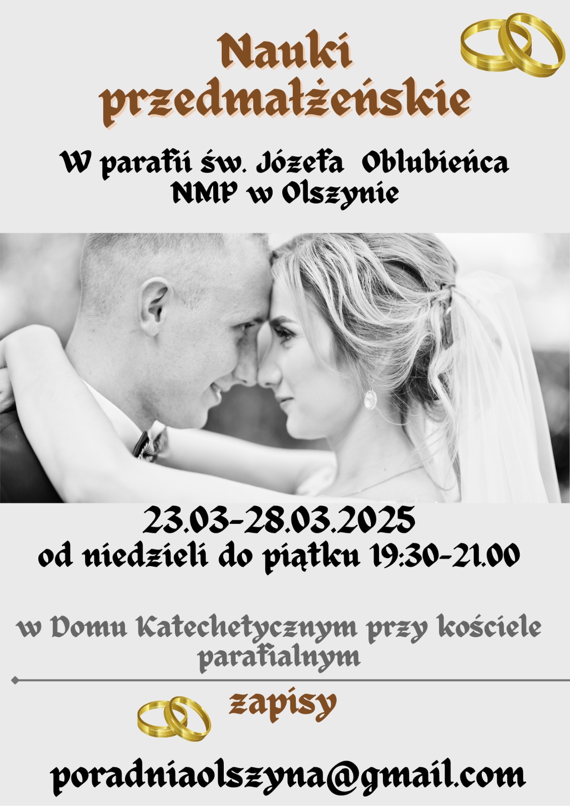 Nauki przedmałżeńskie w parafii pw. św. Józefa Oblubieńca Najświętszej Maryi Panny w Olszynie