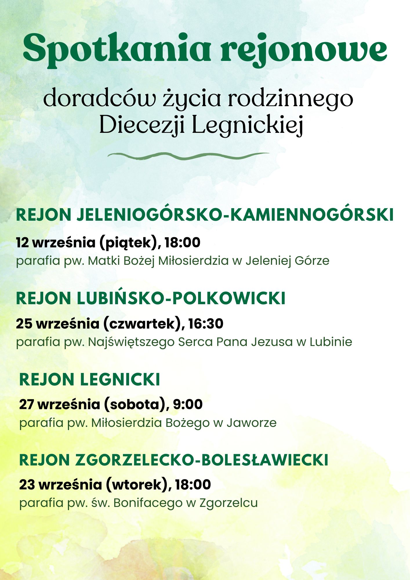 Spotkania rejonowe doradców życia rodzinnego